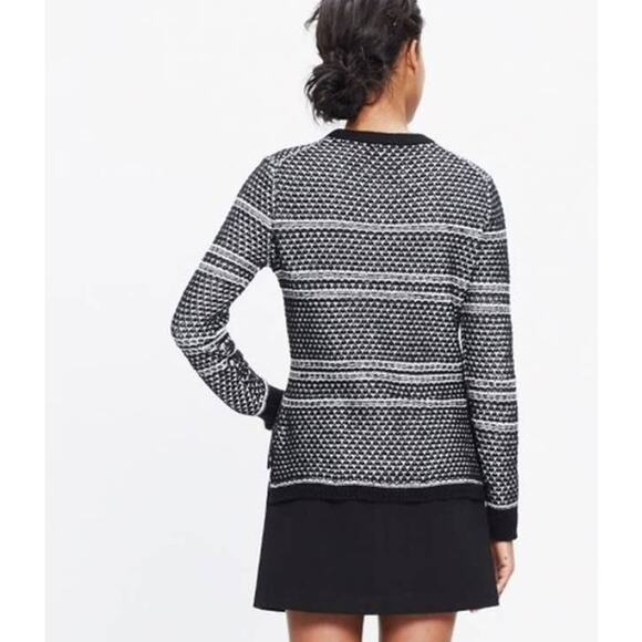 Madewell Fineprint Pullover Crewneck Sweater Black White Vent Sweater sz S - Picture 2 of 13